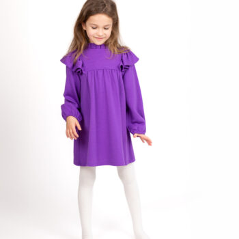 Rochie din lana merinos extrafina cu volane Dark Violet