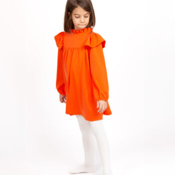 Rochie din lana merinos extrafina cu volane Papaya