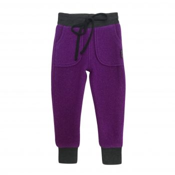 Pantaloni dublati din lana fiarta Dark Orchid