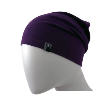 Caciula subtire dublata din lana merinos si matase Grape Stripes