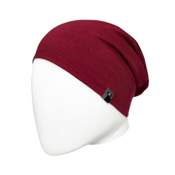 Caciula subtire dublata din lana merinos si matase Cherry Red