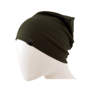 Caciula subtire dublata din lana merinos si matase Dark Green