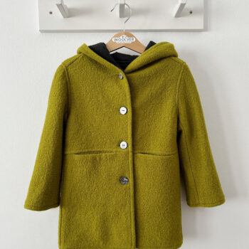 Palton dublat cu nasturi din lana fiarta Olive Green