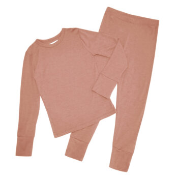 Set bluza si colanti din lana merinos si matase Peach