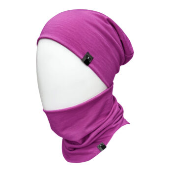Set caciula dublata si guler din lana merinos Fuchsia