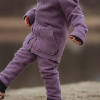Pantaloni dublați din lână fiartă – Lavender Grey